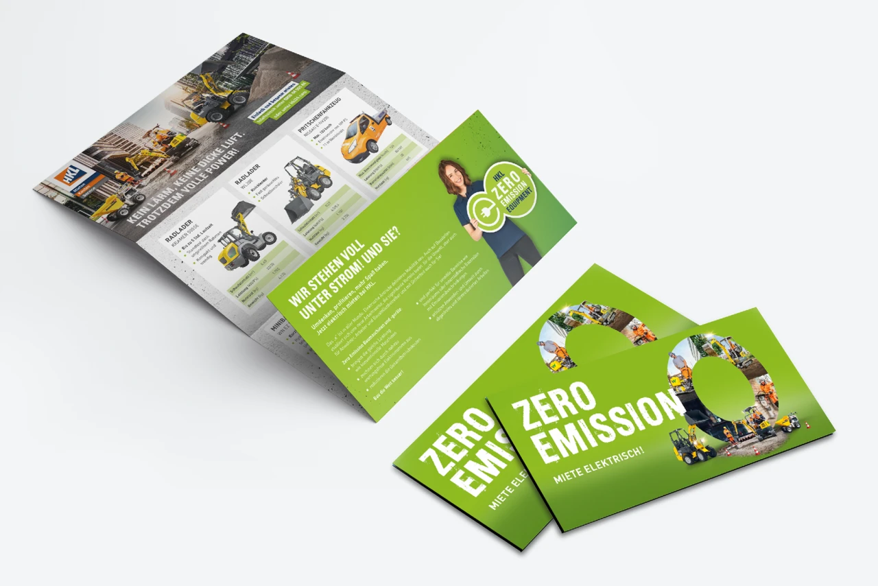 CGI Composing von Zero Emission Flyern und Broschüren