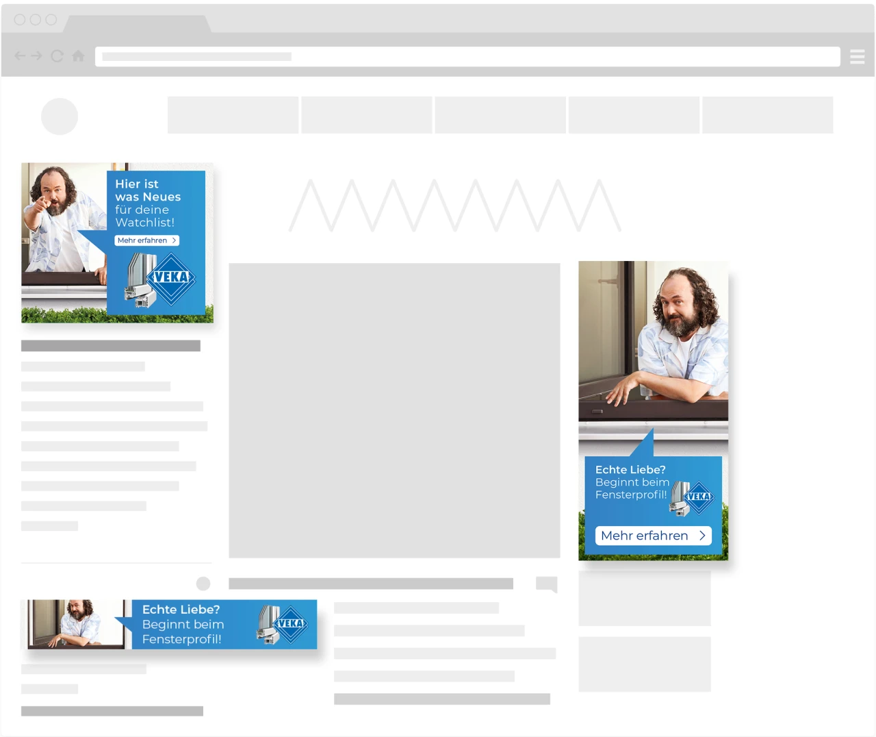 Ein Mockup welches verschiedene VEKA Display Ads zeigt