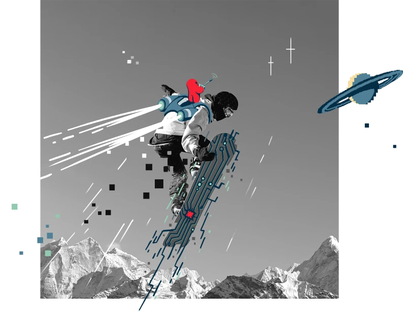 Snowboardfahrer springt in die Luft