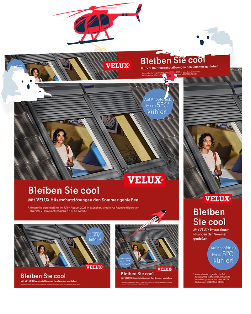Ein Composing aus mehreren Velux Anzeigen