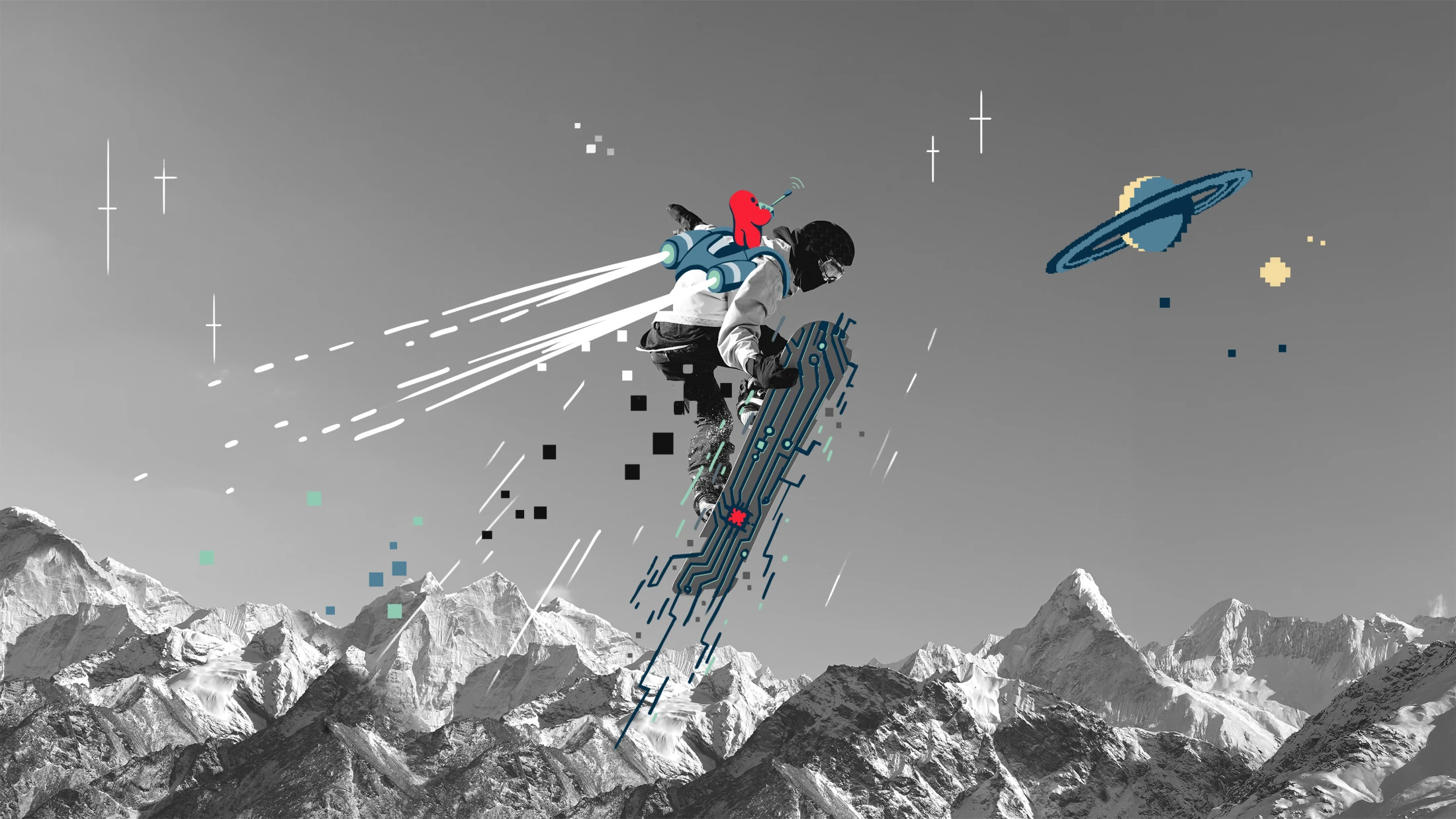 Illustration eines Snowboardfahrers