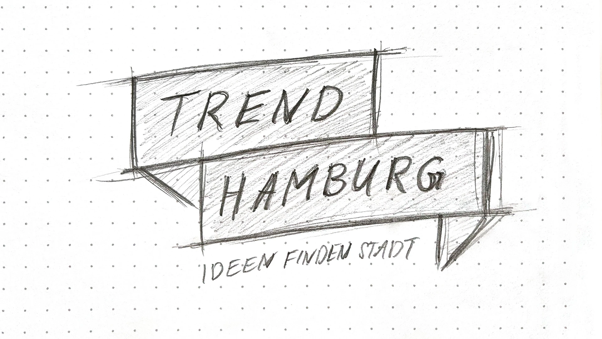 Eine Skizze des Logo Entwurfs für T.R.E.N.D Hamburg